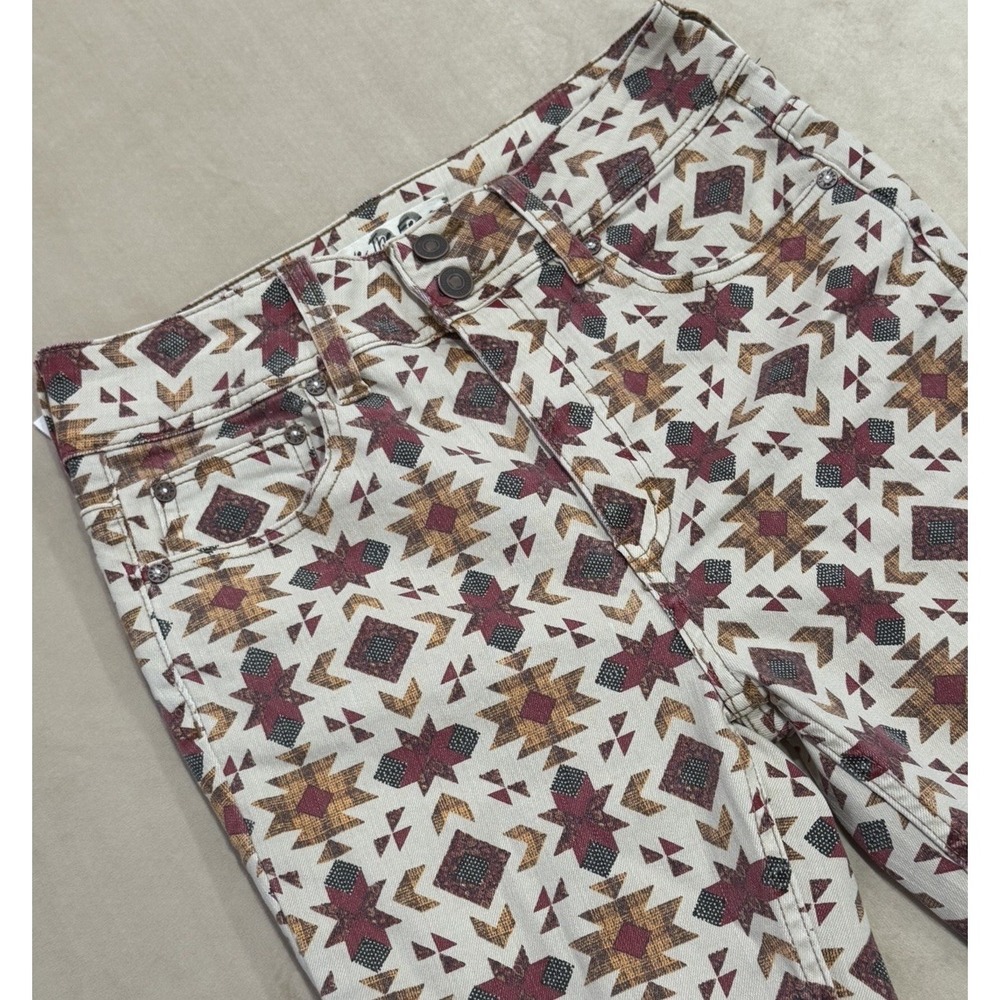 Free People We The Wild Child Printed Skinny Jeans Ivory Size 28 #OB1100417 NWT